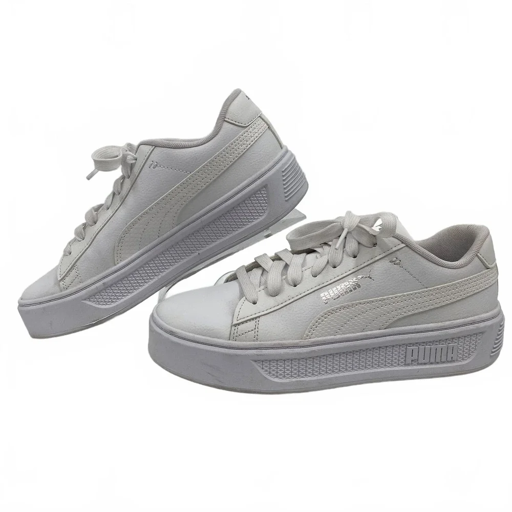Puma White Smash V3 Platform Sneakers | Women’s Size 8.5